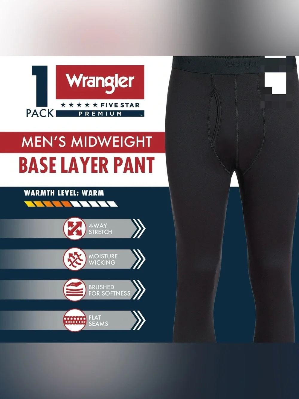 Wrangler Men's Brushed Performance Base Layer Pant & Base Layer Top , 1 Pack ea
